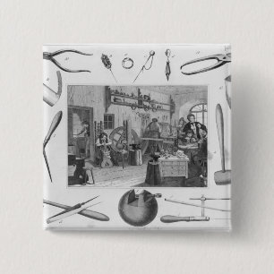 Badge Carré 5 Cm Atelier et outils principaux des bijoux, 1810