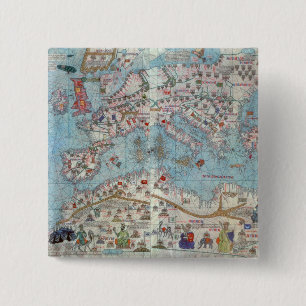 Badge Carré 5 Cm Atlas catalan : Petit groupe de l'Afrique du Nord