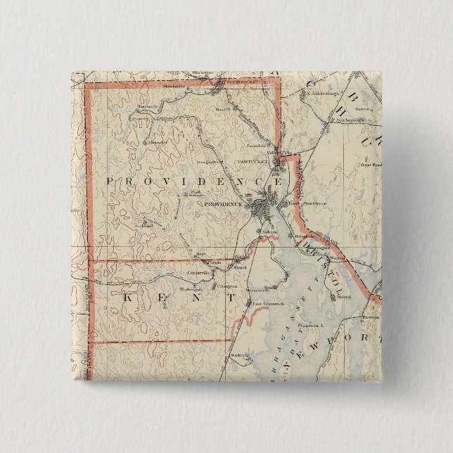 Badge Carré 5 Cm atlas de Rhode Island 2 (Devant)