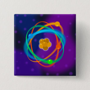 Badge Carré 5 Cm Atomic structure spots science