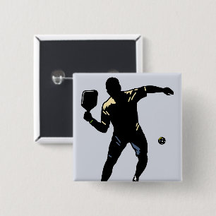 BADGE CARRÉ 5 CM ATTAQUE DE SILHOUETTE DE PICKLEBALL