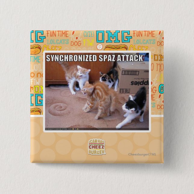 Badge Carré 5 Cm Attaque de Sychronized Spaz (Devant)