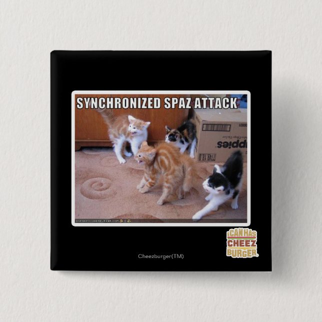 Badge Carré 5 Cm Attaque de Sychronized Spaz (Devant)