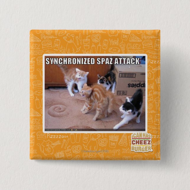Badge Carré 5 Cm Attaque de Sychronized Spaz (Devant)