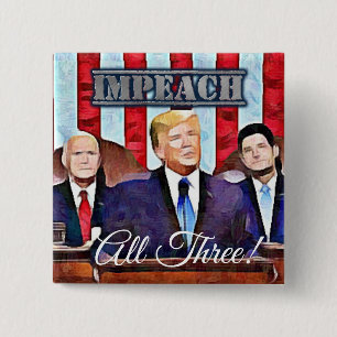 Badge Carré 5 Cm Attaquez le bouton du Président Donald Trump