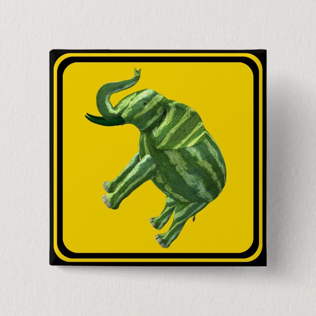 Badge Carré 5 Cm Attention : Melophant Xing ! (Devant)