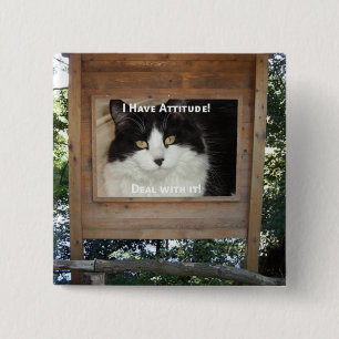 Badge Carré 5 Cm Attitude du chat