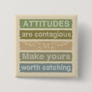 Badge Carré 5 Cm ATTITUDES bouton de motivation monogramme personna
