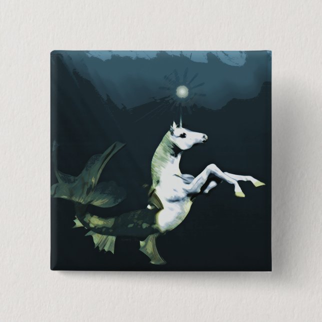 Badge Carré 5 Cm Au fond du bouton Sea (Devant)