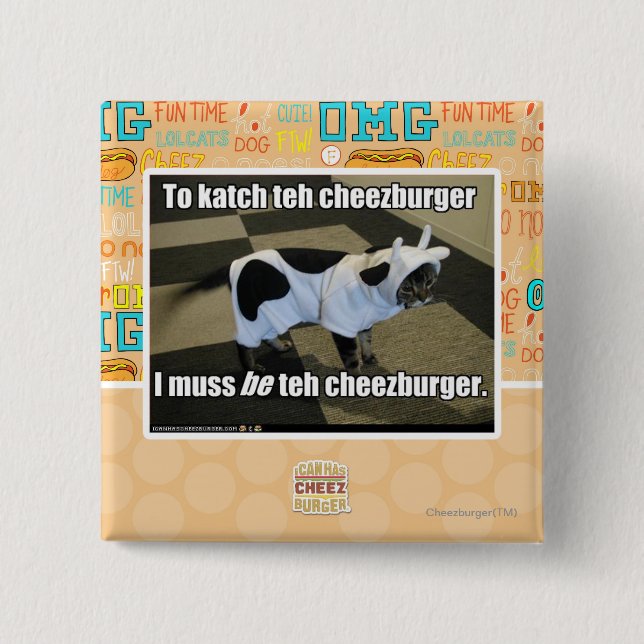Badge Carré 5 Cm Au katch le cheezburger (Devant)