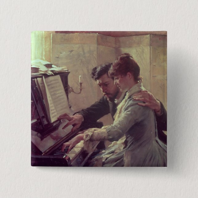 Badge Carré 5 Cm Au piano (Devant)
