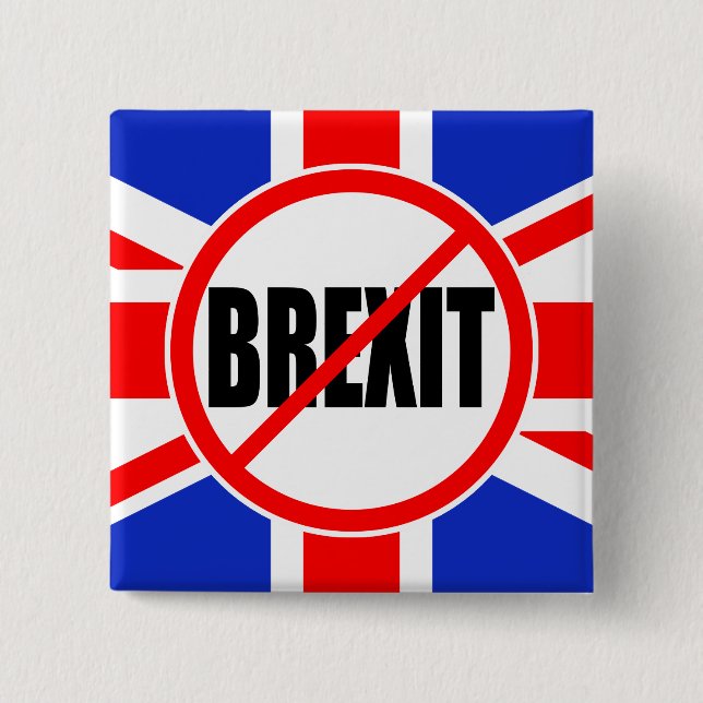 BADGE CARRÉ 5 CM "AUCUN BREXIT " (Devant)