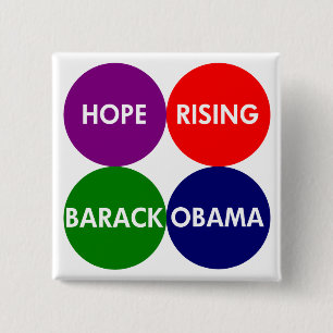 Badge Carré 5 Cm Augmentation d'espoir : Bouton de Barack Obama