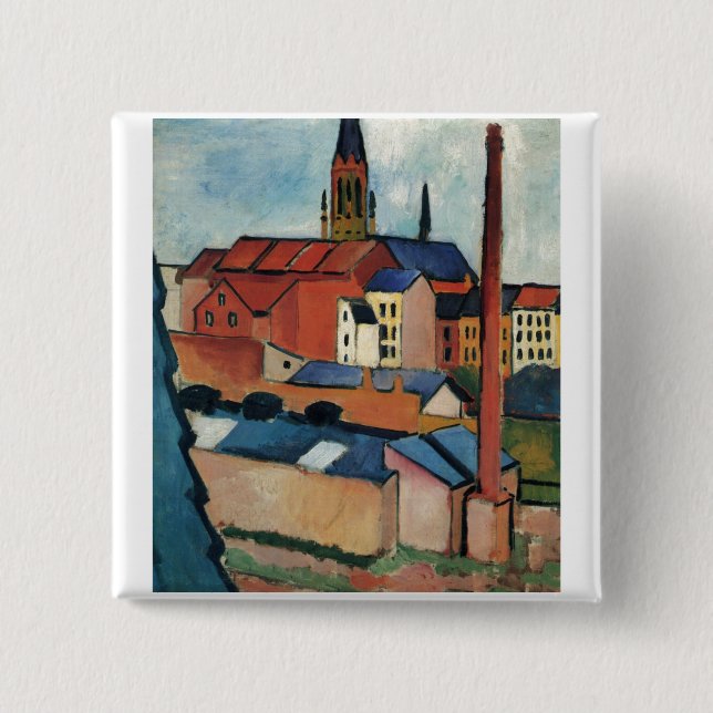 Badge Carré 5 Cm August Macke - Chambres de Bonn et huile de la (Devant)