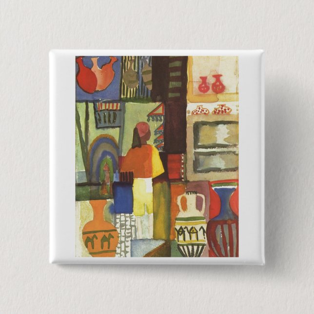 Badge Carré 5 Cm August Macke - revendeur avec le vendeur 1914 de (Devant)