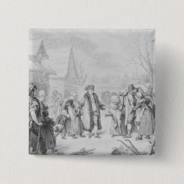 Badge Carré 5 Cm Aumône de distribution de Louis XVI (Devant)