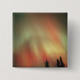 Badge Carré 5 Cm Aurore Boréale, Lumières du Nord, Fairbanks
