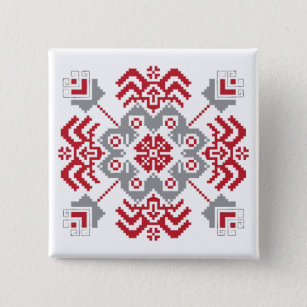 Badge Carré 5 Cm Auseklis letton Médaillon géométrique d'art popula