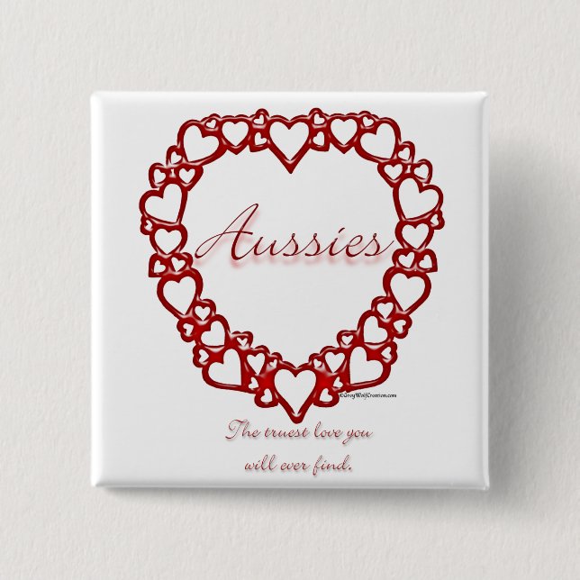 Badge Carré 5 Cm Aussie Véritable Amour (Devant)