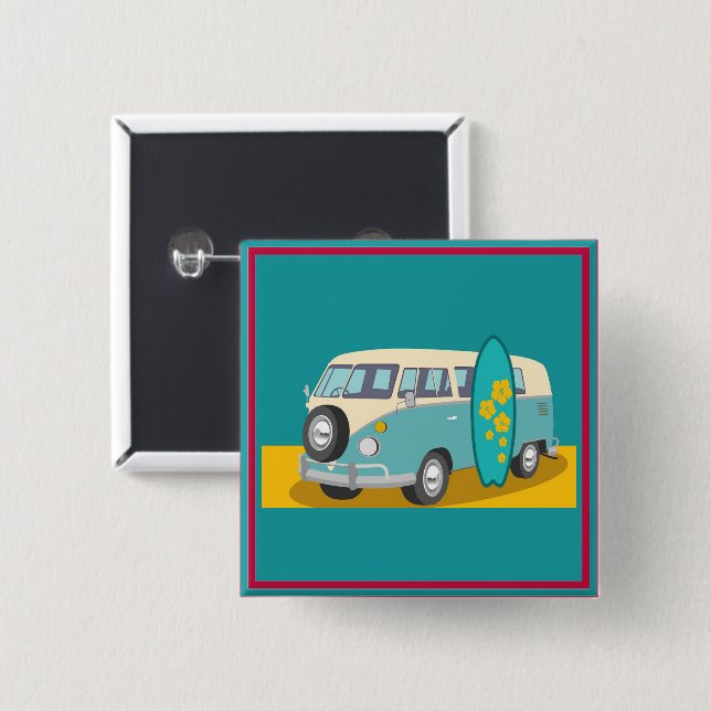 Badge Carré 5 Cm Australie : Bouton Voyage (Devant & derrière)