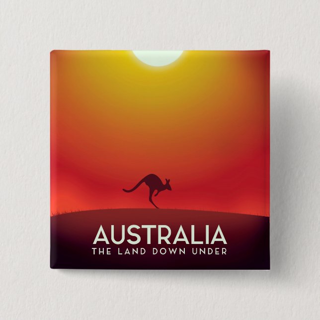 Badge Carré 5 Cm Australie "La terre d'en bas" impression de vacanc (Devant)