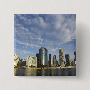 Badge Carré 5 Cm Australie, Queensland, Brisbane, Gratte-ciel et