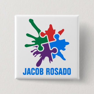 Badge Carré 5 Cm Autism Ajouter Votre Bouton Texte