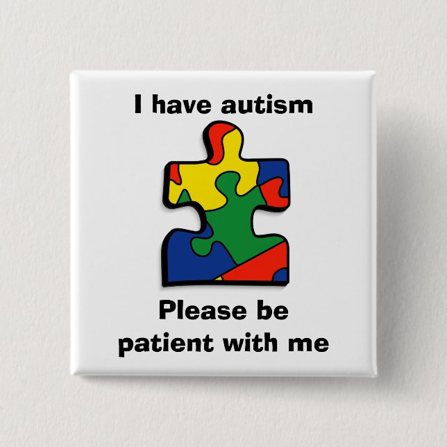 Badge Carré 5 Cm Autism Awareness Button. Autism. Autism Button (Devant)