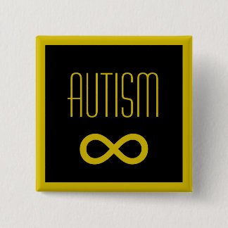 Badge Carré 5 Cm Autism golden infinity