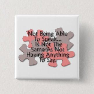 Badge Carré 5 Cm "Autisme : " Bouton ne parlant pas de puzzle