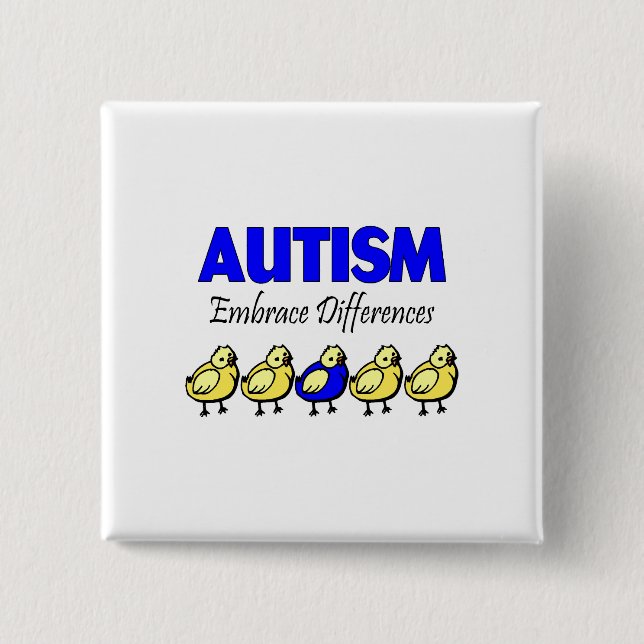Badge Carré 5 Cm Autisme d'étreinte (canards) (Devant)