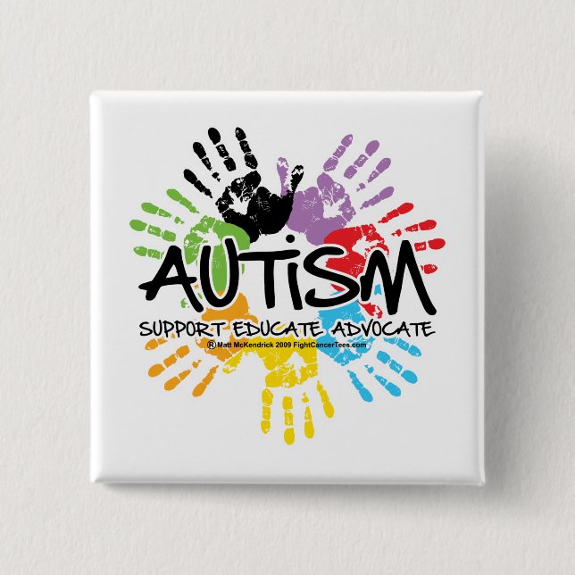 Badge Carré 5 Cm Autisme Handprint (Devant)