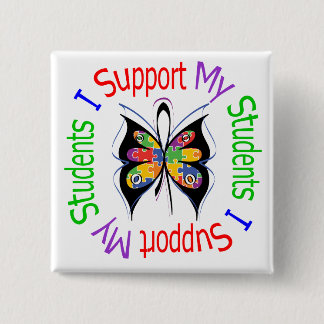 Badge Carré 5 Cm Autisme Je soutiens Mes Étudiants