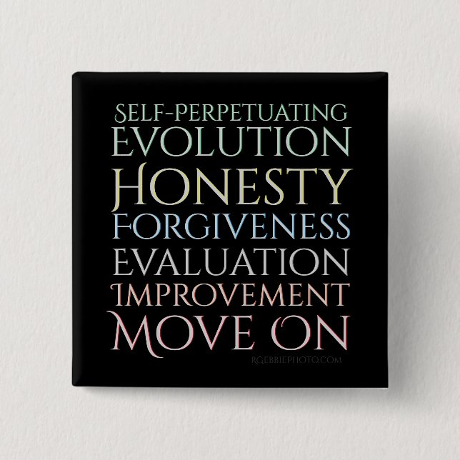 Badge Carré 5 Cm Auto-perpétuer l'évolution Les cinq clés (Devant)