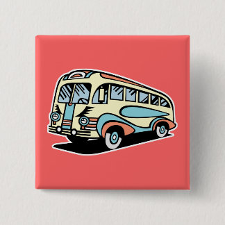 Badge Carré 5 Cm autocar retro