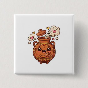 Badge Carré 5 Cm Autocollant de nourriture en pot d'argile Tanjia m