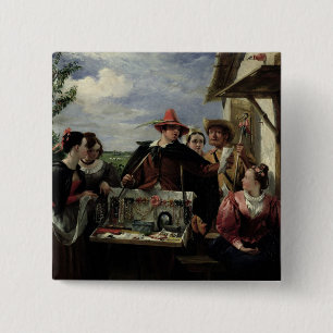 Badge Carré 5 Cm Autolycus, scène "du conte d'un hiver", 1836