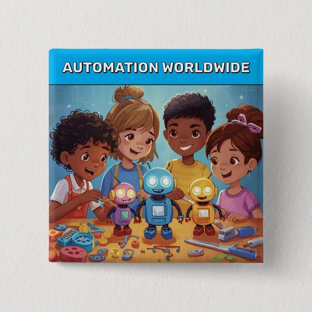 Badge Carré 5 Cm Automation Worldwide™ Button (Devant)