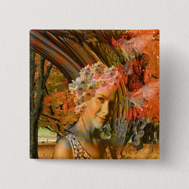 Badge Carré 5 Cm Automne (Devant)