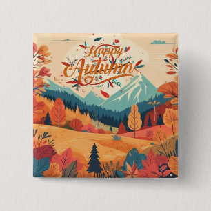Badge Carré 5 Cm Automne/feuilles/coloré