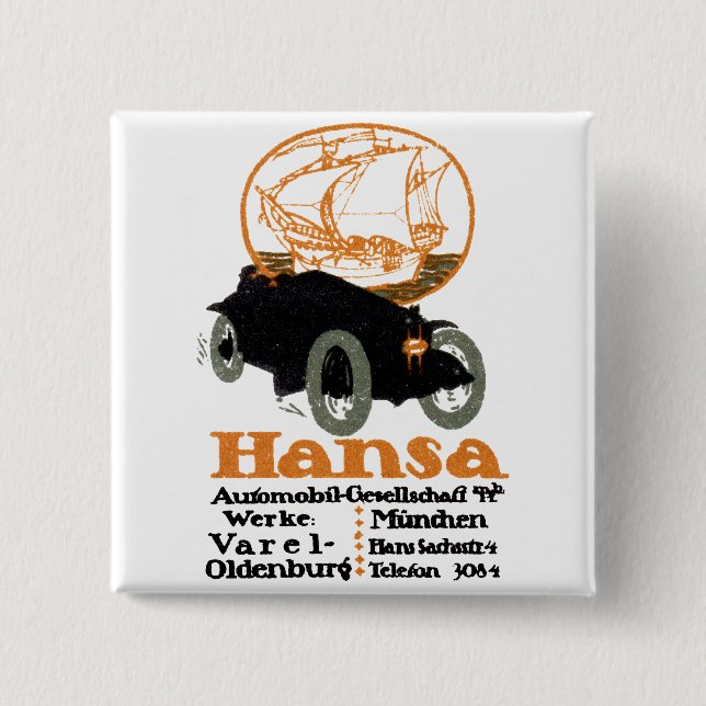 Badge Carré 5 Cm Automobile Hansa 1914 (Devant)