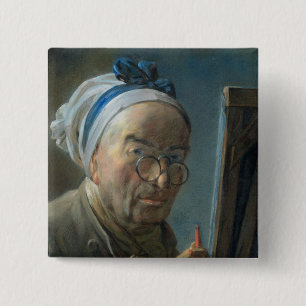 Badge Carré 5 Cm Autoportrait avec un chevalet, c.1775-79