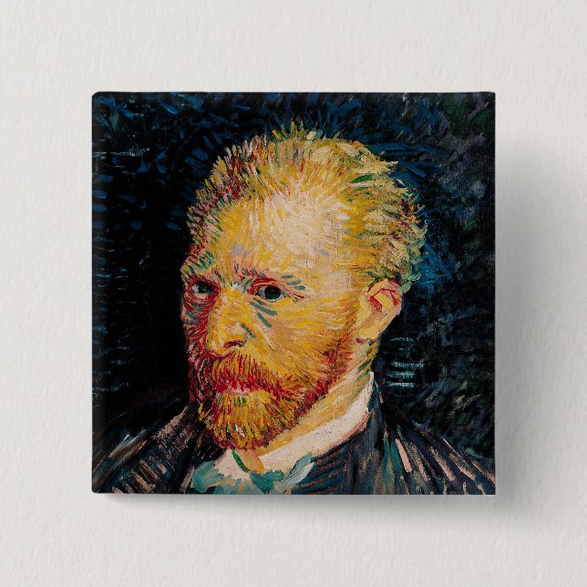 Badge Carré 5 Cm Autoportrait de Vincent van Gogh |, 1887 (Devant)