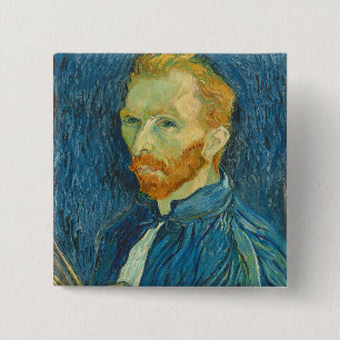 Badge Carré 5 Cm Autoportrait de Vincent van Gogh  , 1889