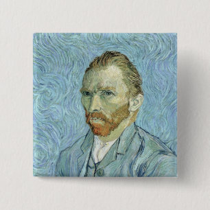 Badge Carré 5 Cm Autoportrait de Vincent van Gogh  , 1889