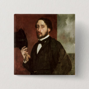 Badge Carré 5 Cm Autoportrait d'Edgar Degas  , c.1862
