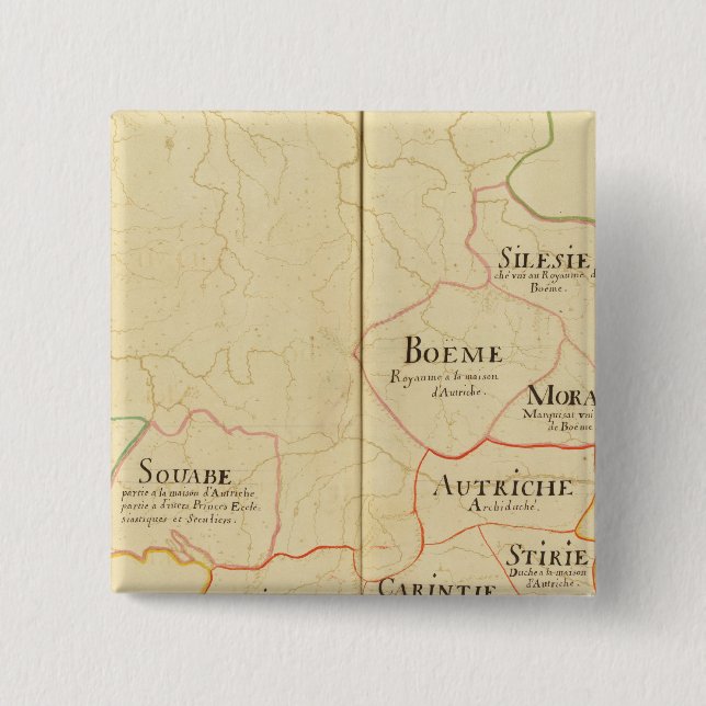 Badge Carré 5 Cm Autriche et République tchèque (Devant)