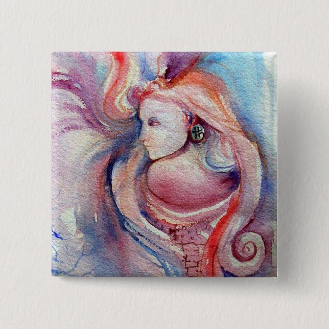 Badge Carré 5 Cm AVALON / Magie et mystère (Devant)