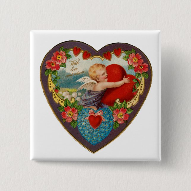 Badge Carré 5 Cm Avec l'amour et l'amour (Devant)