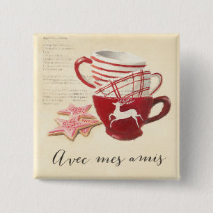 Badge Carré 5 Cm Avec Mes Amis